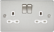 13A 2G DP Switched Socket - Brushed Chrome with White Insert