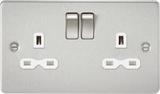 13A 2G DP Switched Socket - Brushed Chrome with White Insert