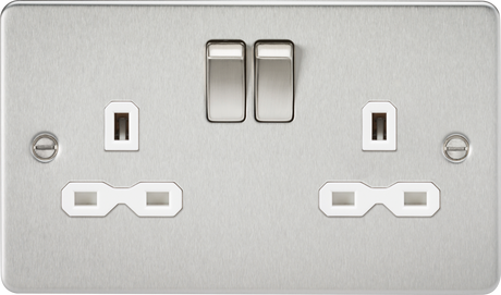 13A 2G DP Switched Socket - Brushed Chrome with White Insert