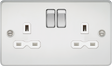 13A 2G DP Switched Socket with Twin Earths - Polished Chrome with White Insert