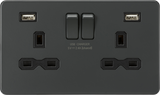 13A 2G SP Switched Socket with Dual USB Charger - Anthracite