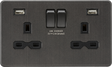 13A 2G SP Switched Socket with Dual USB A+A - Smoked Bronze