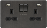 13A 2G SP Switched Socket with Dual USB A+A - Smoked Bronze