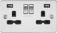 13A 2G Switched Socket with Dual USB Charger in Polished Chrome