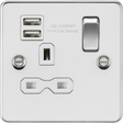 13A 1G SP Switched Socket with Dual USB - Polished Chrome
