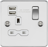 13A 1G SP Switched Socket with Dual USB - Polished Chrome