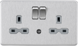 13A 2G DP Switched Socket with Night Light Function - Brushed Chrome