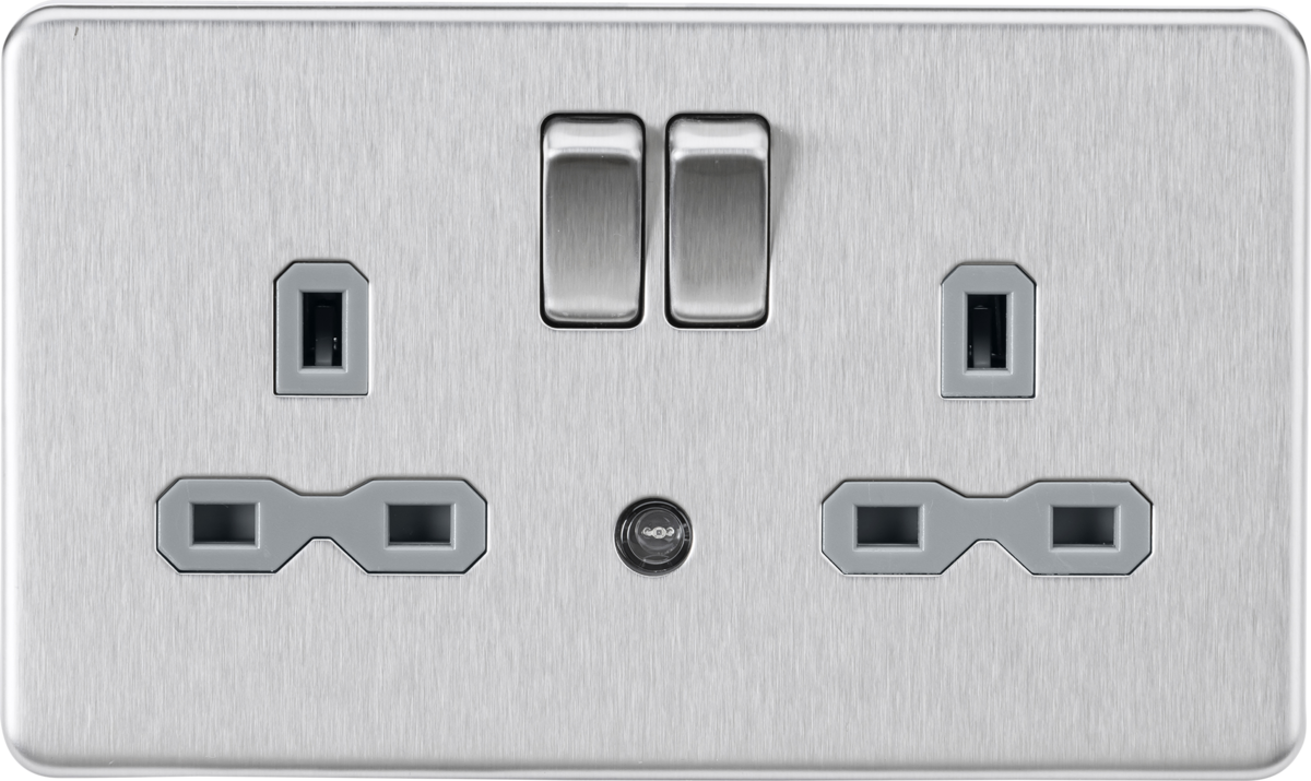 13A 2G DP Switched Socket with Night Light Function - Brushed Chrome