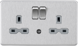 13A 2G DP Switched Socket with Night Light Function - Brushed Chrome