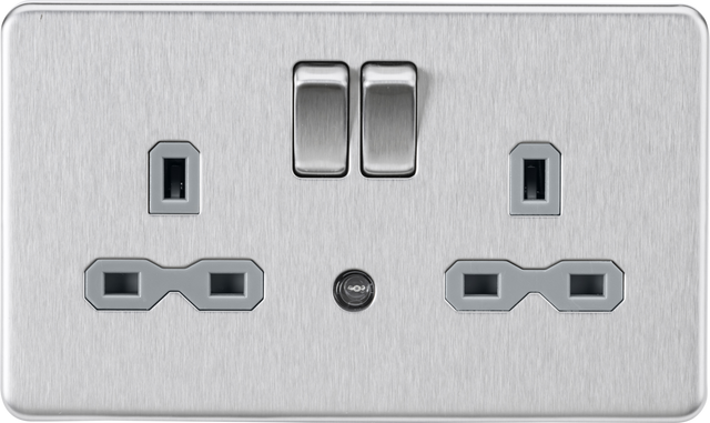13A 2G DP Switched Socket with Night Light Function - Brushed Chrome