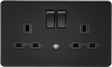 13A 2G DP Switched Socket with Photocell Nightlight Function - Matt Black