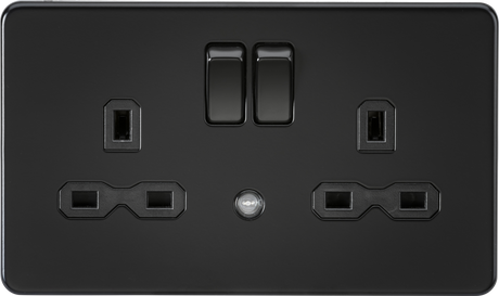 13A 2G DP Switched Socket with Photocell Nightlight Function - Matt Black