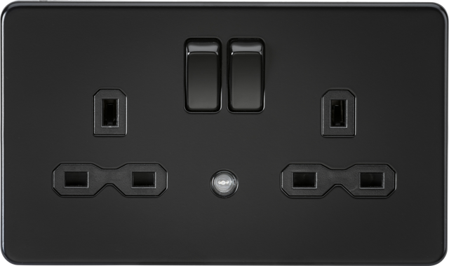 13A 2G DP Switched Socket with Photocell Nightlight Function - Matt Black