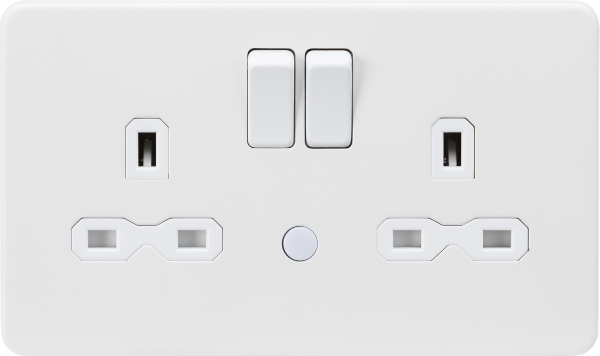 Matt White 13A DP Switched Socket with Nightlight Function