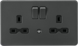 13A 2G DP Switched Socket with Photocell Nightlight Function - Anthracite