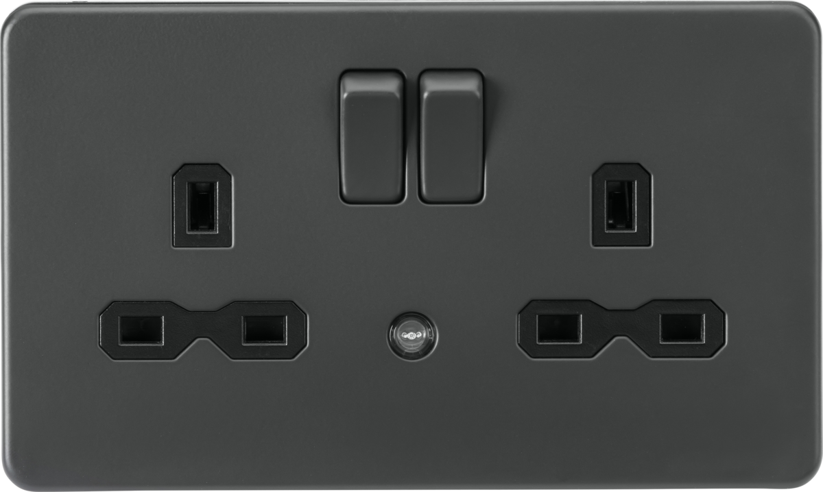 13A 2G DP Switched Socket with Photocell Nightlight Function - Anthracite