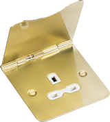 13A 1G Unswitched Floor Socket - Brushed Brass with White Insert