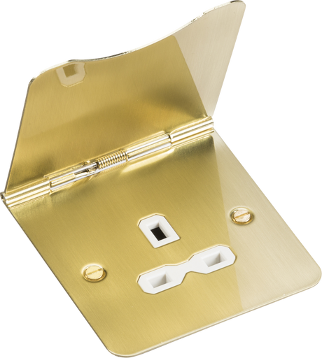 13A 1G Unswitched Floor Socket - Brushed Brass with White Insert