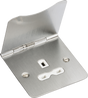 13A 1G Unswitched Floor Socket - Brushed Chrome with White Insert