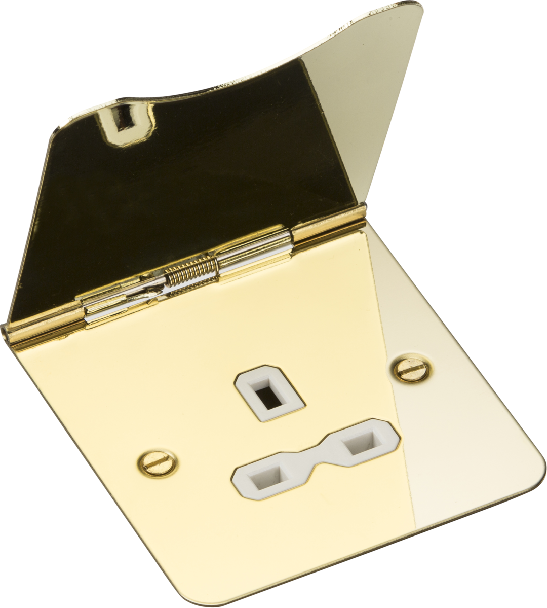 13A 1G Unswitched Floor Socket - Polished Brass with White Insert