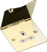 13A 1G Unswitched Floor Socket - Polished Brass with White Insert