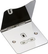 13A 1G Unswitched Floor Socket - Polished Chrome with White Insert