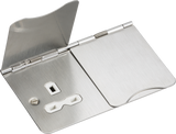 13A 2G Unswitched Floor Socket - Brushed Chrome with White Insert
