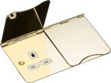 13A 2G Unswitched Floor Socket - Polished Brass with White Insert