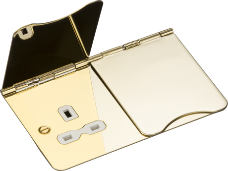 13A 2G Unswitched Floor Socket - Polished Brass with White Insert