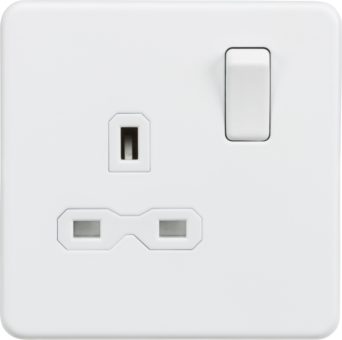 13A 1G DP Switched Socket - Matt White with White Insert