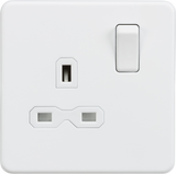 13A 1G DP Switched Socket - Matt White with White Insert