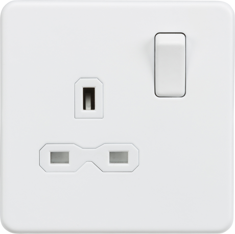 13A 1G DP Switched Socket - Matt White with White Insert