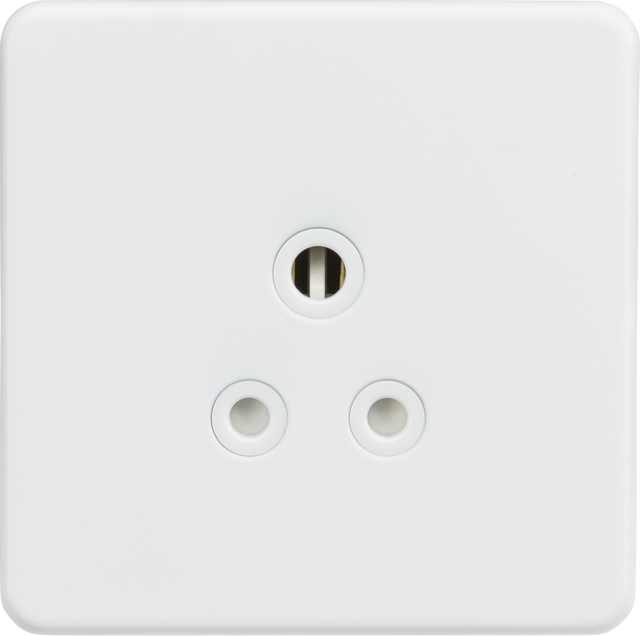 5A Unswitched Round Socket - Matt White - Screwless Design