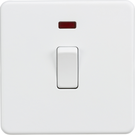 20A 1G DP Switch with Neon - Matt White - Screwless Design