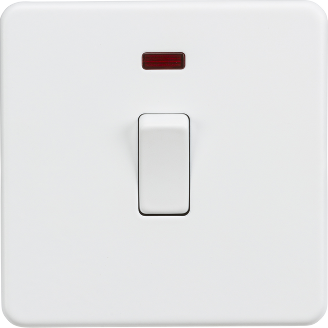 20A 1G DP Switch with Neon - Matt White - Screwless Design