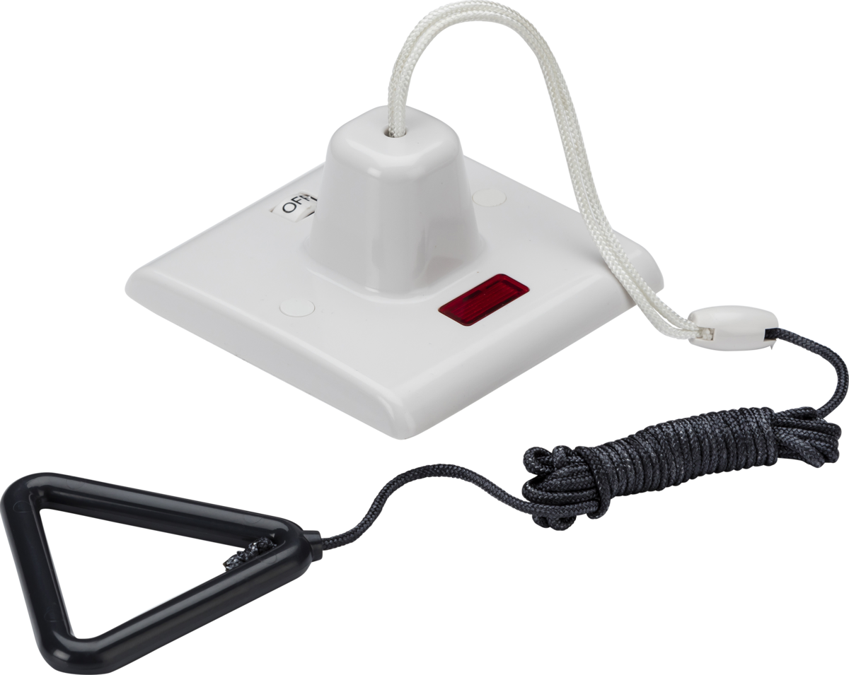 50A DP Pull Cord Switch with Neon and Mechanical On/Off