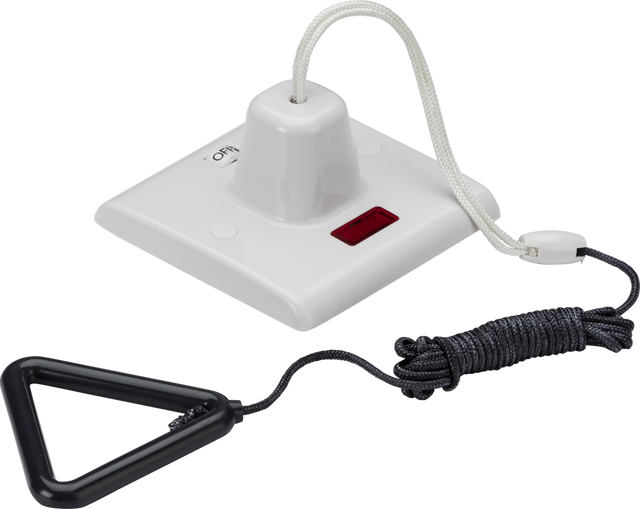 50A DP Pull Cord Switch with Neon and Mechanical On/Off