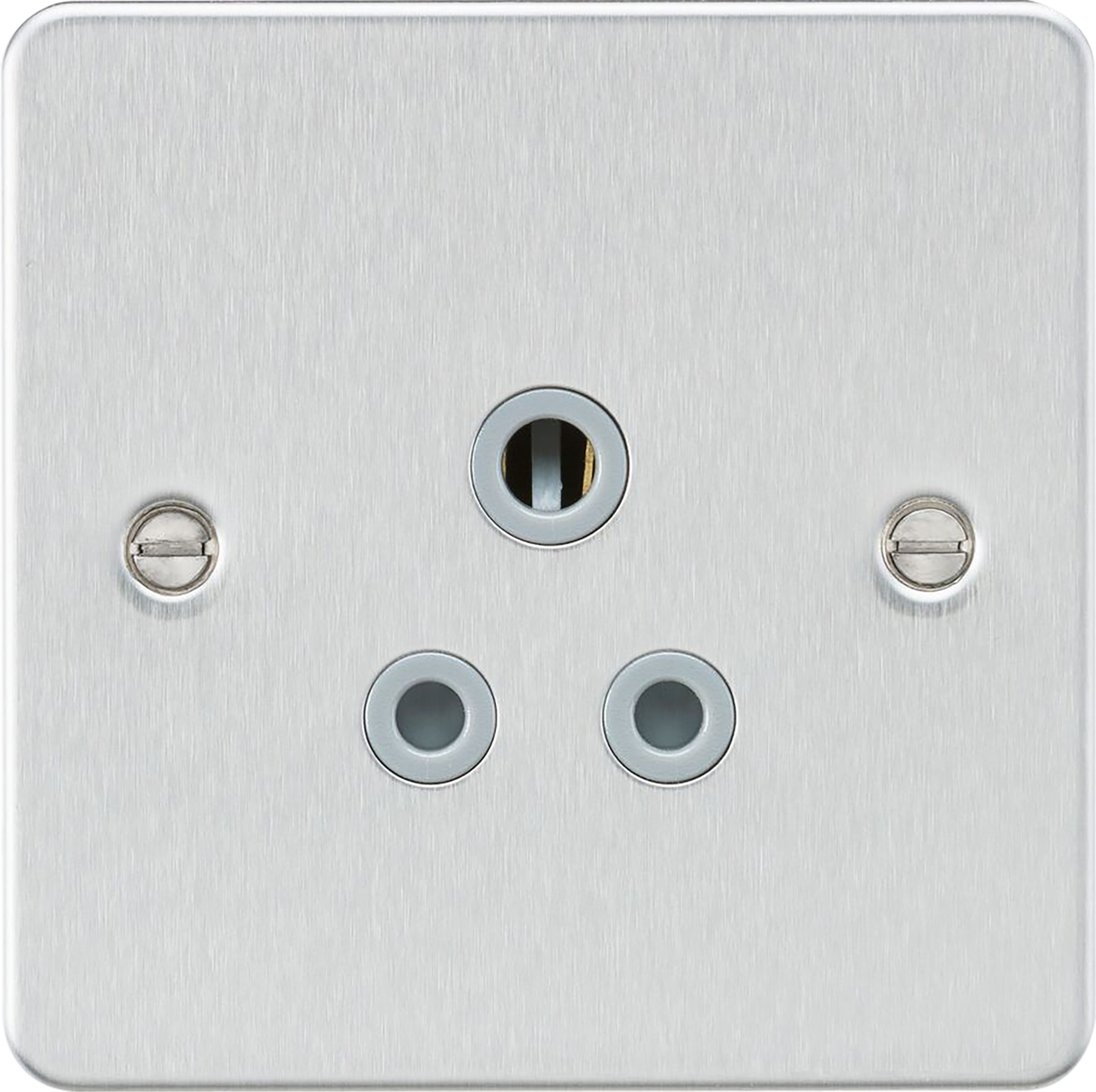 5A Unswitched Socket - Brushed Chrome with Grey Insert