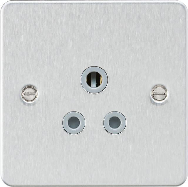 5A Unswitched Socket - Brushed Chrome with Grey Insert