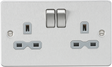13A 2G DP Switched Socket - Brushed Chrome with Grey Insert