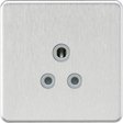 5A Unswitched Round Socket - Brushed Chrome with Grey Insert