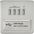 230V Quad USB-A Charger Outlet - Brushed Chrome Finish