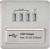 230V Quad USB-A Charger Outlet - Brushed Chrome Finish
