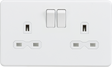 13A 2G DP Switched Socket - Matt White with White Insert