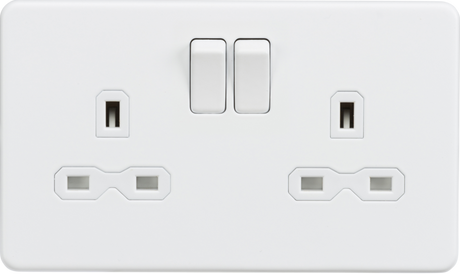 13A 2G DP Switched Socket - Matt White with White Insert