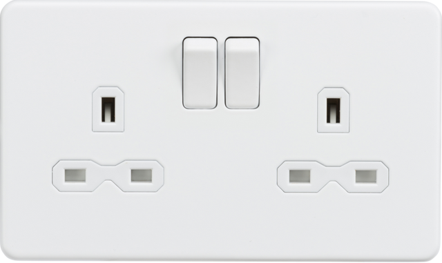 13A 2G DP Switched Socket - Matt White with White Insert