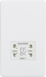 115/230V Dual Voltage Shaver Socket - Matt White with White insert