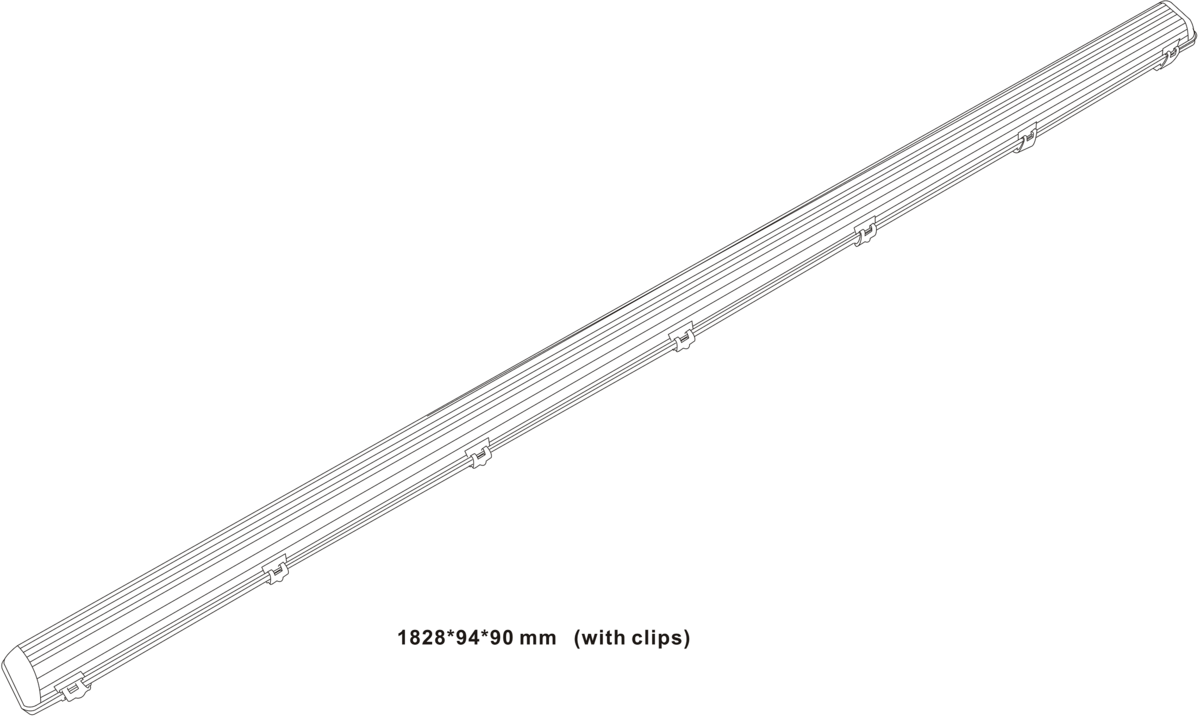 230V IP65 T8 Single LED Ready Anti Corrosive Fitting - Additional View