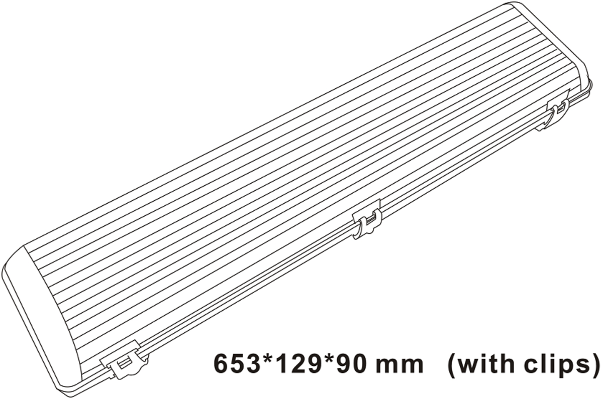 230V IP65 T8 Twin LED Ready Anti Corrosive Fitting - Side View