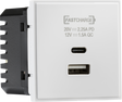 Dual USB A+C Charger Module - White